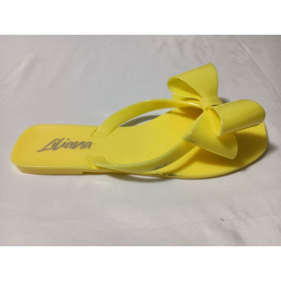 LILIANA: Yellow Jelly Flip Flops with Bow, Woman Size 6 - Picture 1 of 5